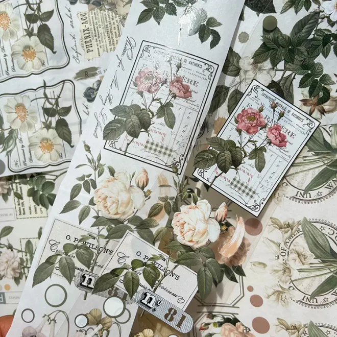 Vintage Large Flower PET tape